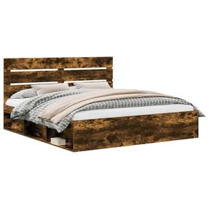 vidaXL S&auml;ngram med huvudgavel R&ouml;kt ek 200 x 200 cm Massiv furu