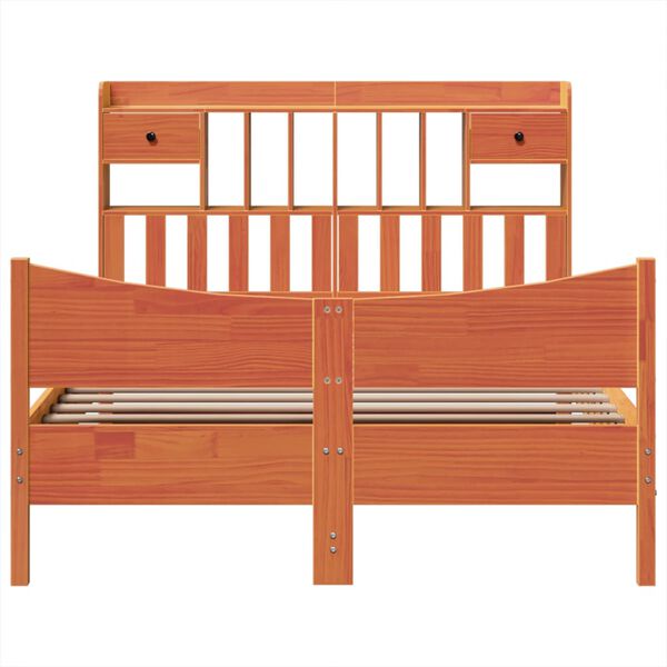 vidaXL S&auml;ngram utan madrass vaxbrun 140x190 cm massiv furu