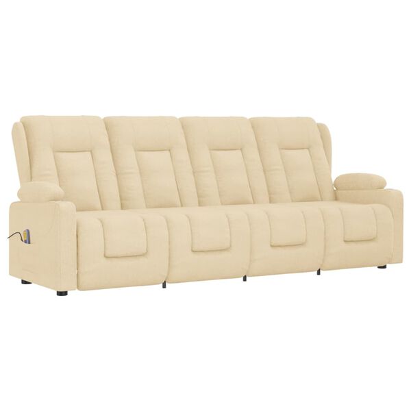 vidaXL Massagefåtölj med kopphållare 4-sits gräddvit tyg