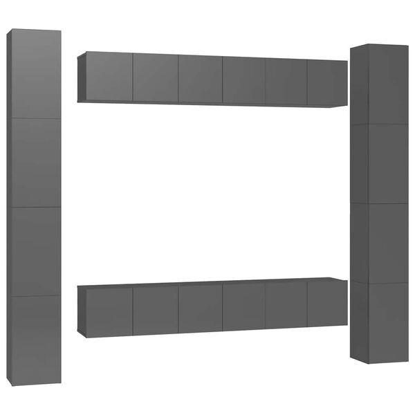 vidaXL Tv-sk&aring;p 6 delar gr&aring; h&ouml;gglans konstruerat tr&auml;