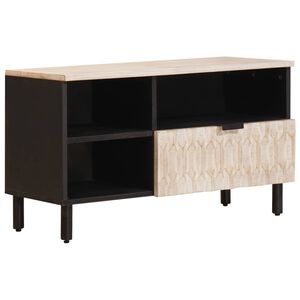 vidaXL TV-sk&aring;p Vit Tv&auml;tt Finish 80 x 33 x 46 cm Massivt mangotr&auml;