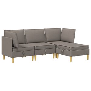 vidaXL Modulsoffor med f&ouml;rvaring 4 st Taupe Tyg