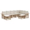 vidaXL Utomhussoffset 9 pcs Naturlig och Creamvit Polyester