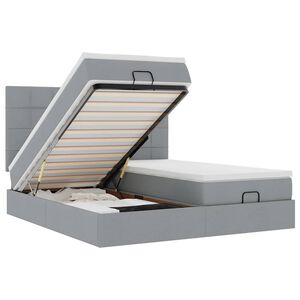 vidaXL Ottoman s&auml;ngram med madrasser ljusgr&aring; 200x200 cm tyg