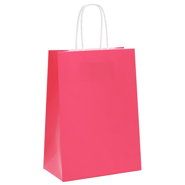 vidaXL Papperspåsar 50 st med handtag rosa 15x8x21 cm