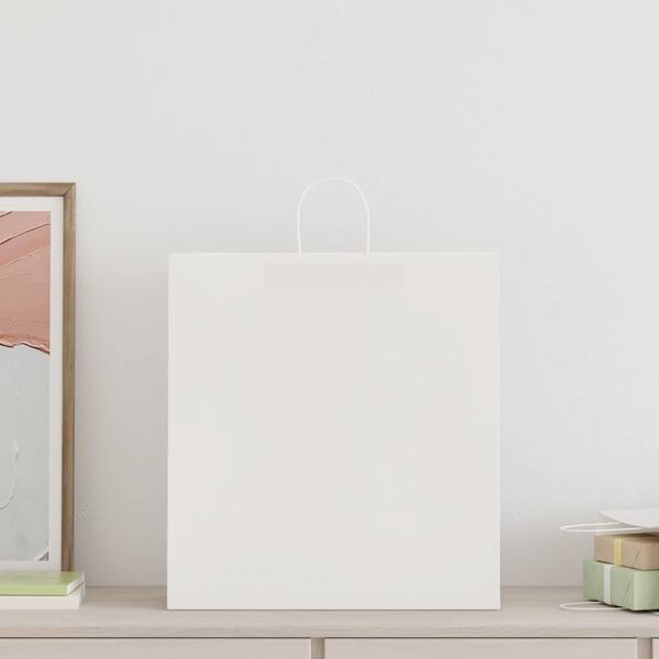 vidaXL Papperspåsar 250 st med handtag vit 45x17x48 cm