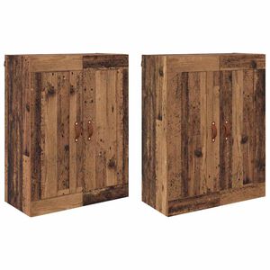 vidaXL V&auml;ggmonterat sk&aring;p 2 pcs Gammalt tr&auml; 69,5 x 34 x 90 cm