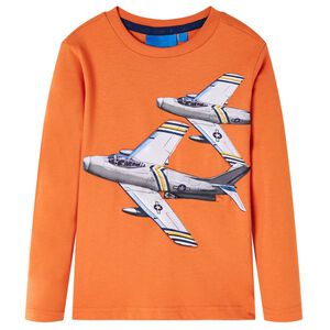 vidaXL T-shirt med l&aring;nga &auml;rmar f&ouml;r barn m&ouml;rk orange 92