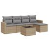 vidaXL Soffgrupp f&ouml;r tr&auml;dg&aring;rden med dynor 6 delar beige konstrotting