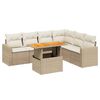 vidaXL Matgrupp f&ouml;r tr&auml;dg&aring;rden med dynor 7 delar beige konstrotting