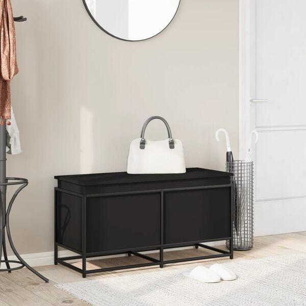 vidaXL F&ouml;rvaringsl&aring;da med lock svart 100x40x51,5 cm konstruerat tr&auml;