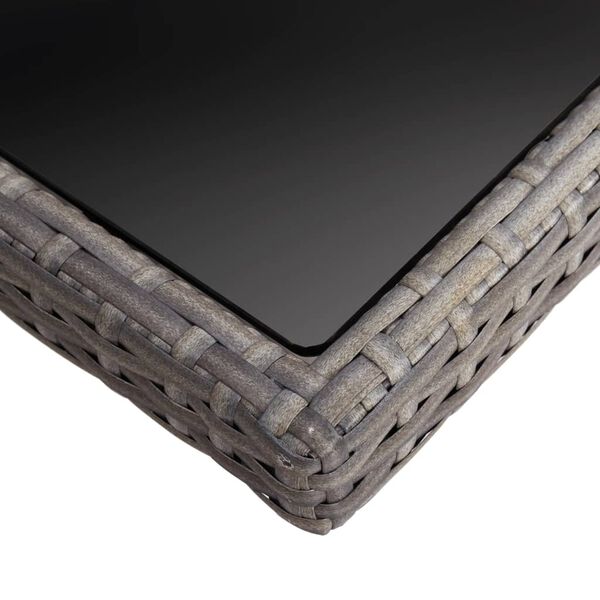 vidaXL Matbord för trädgård grå konstrotting och glas