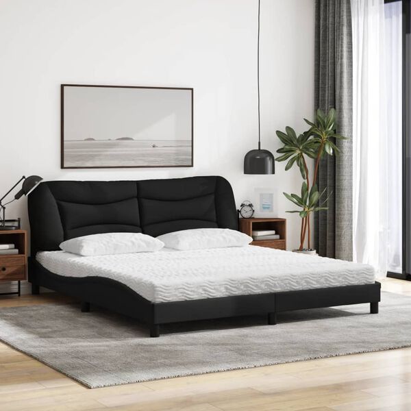 vidaXL Bed with Mattress "Hvar" Black 180x200 cm Fabric