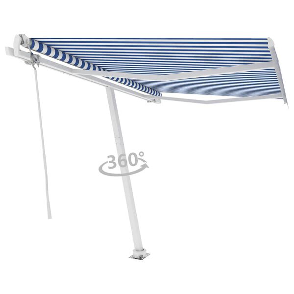 vidaXL Frist&aring;ende markis automatisk 300x250 cm bl&aring;/vit
