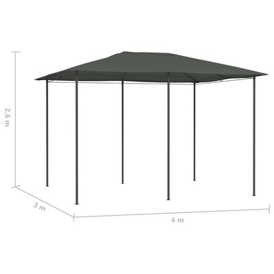 vidaXL Paviljong 3x4x2,6 m antracit 160 g/m²