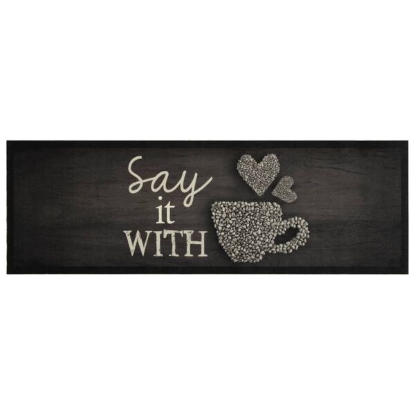 vidaXL K&ouml;ksmatta maskintv&auml;ttbar svart mugg 60x180 cm sammet