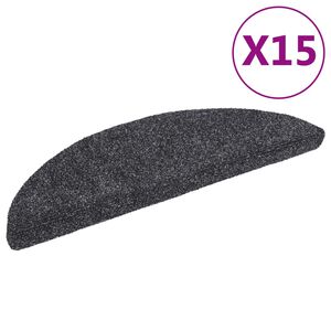 vidaXL Trappmattor sj&auml;lvh&auml;ftande 15 st 56x17x3 cm m&ouml;rkgr&aring; halvrunda