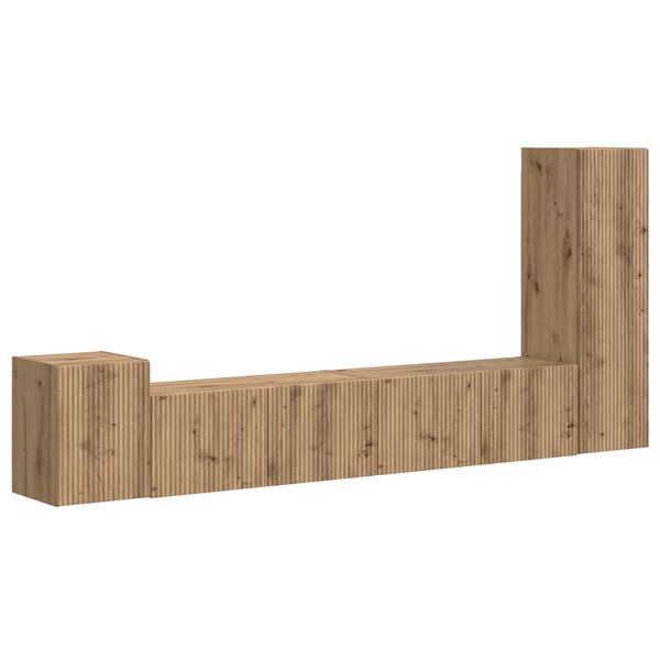 vidaXL TV-b&auml;nkset V&auml;ggmonterad 3 pcs Artisan Ek Konstruerat tr&auml;