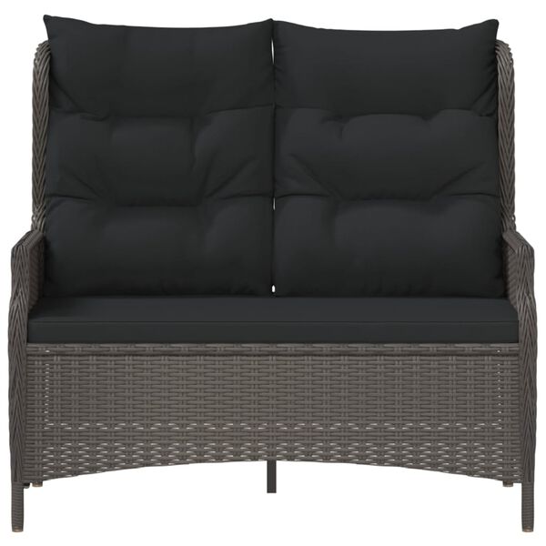 vidaXL Tr&auml;dg&aring;rdsb&auml;nk 2-sits med dynor konstrotting svart