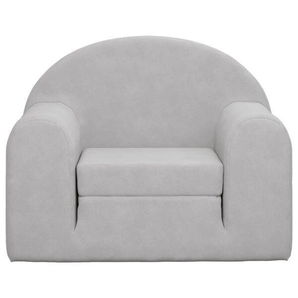 vidaXL B&auml;ddsoffa f&ouml;r barn ljusgr&aring; mjuk plysch