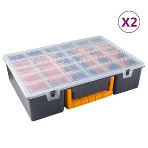 vidaXL Sortimentsl&aring;dor 2 st med uttagbara avdelare 360x250x85 mm PP