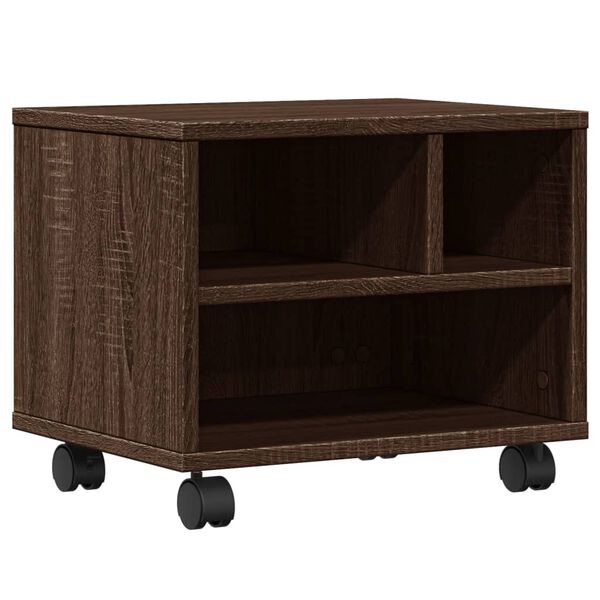 vidaXL Skrivarst&auml;ll med hjul brun ek 41x32x34,5 cm