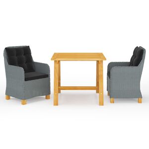 vidaXL Matgrupp f&ouml;r tr&auml;dg&aring;rden 3 delar ljusgr&aring;