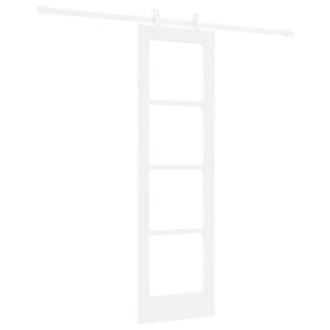 vidaXL Skjutd&ouml;rr Vit 61 x 198,5 cm Massivt talltr&auml; och glas