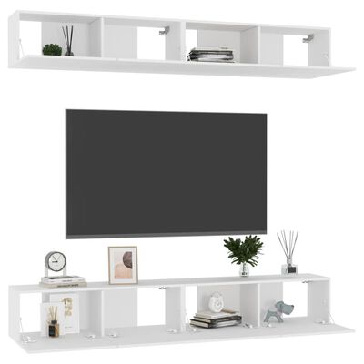 vidaXL TV-skåp 4 st vit 100x30x30 cm konstruerat trä