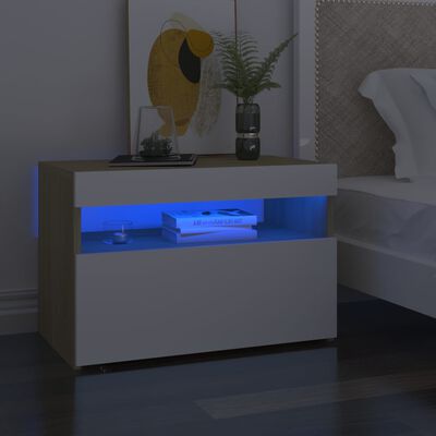 vidaXL TV-bänk med LED-belysning 2 st vit och sonoma-ek 60x35x40 cm