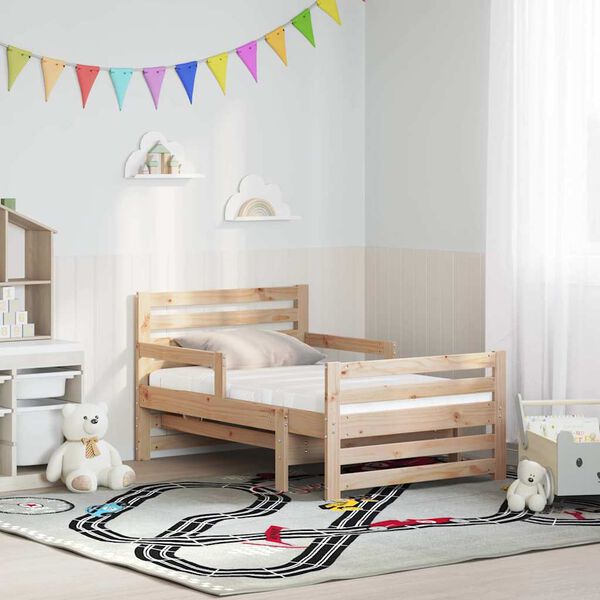 vidaXL S&auml;ngram med madrass med huvudgavel Brun 80 x 200 cm Massiv furu