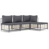 vidaXL Loungegrupp 4 delar med dynor antracit konstrotting