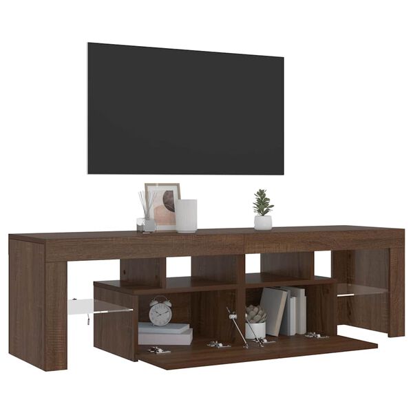 vidaXL Tv-b&auml;nk med LED-belysning brun ek 140x36,5x40 cm