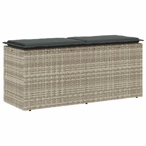 vidaXL Tr&auml;dg&aring;rdsb&auml;nk med dyna ljusgr&aring; 110x40x44 cm konstrotting