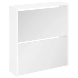 vidaXL Skosk&aring;p med 2 l&aring;dor och spegel vit 63x17x67 cm
