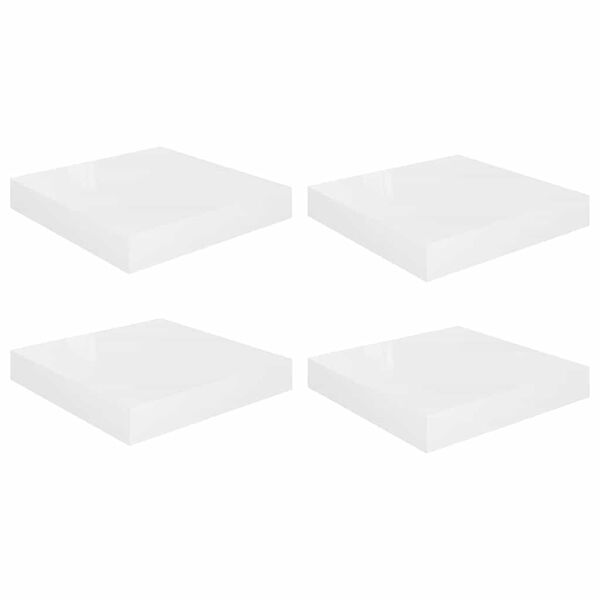 vidaXL Sv&auml;vande v&auml;gghyllor 4 st vit h&ouml;gglans 23x23,5x3,8 cm MDF