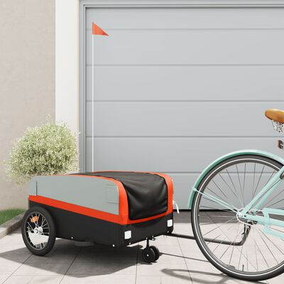 vidaXL Cykelvagn svart och orange 45 kg järn