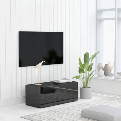 vidaXL TV-bänk svart högglans 80x34x30 cm spånskiva