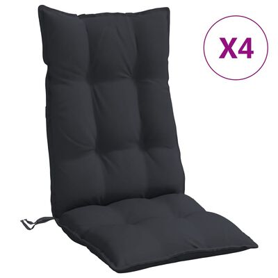 vidaXL Stolsdynor för stolar med hög rygg 4 st svart oxfordtyg