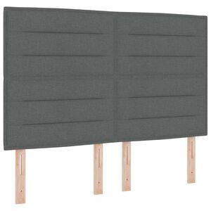 vidaXL LED Box S&auml;ng med huvudgavel M&ouml;rkgr&aring; 160 x 200 cm tyg