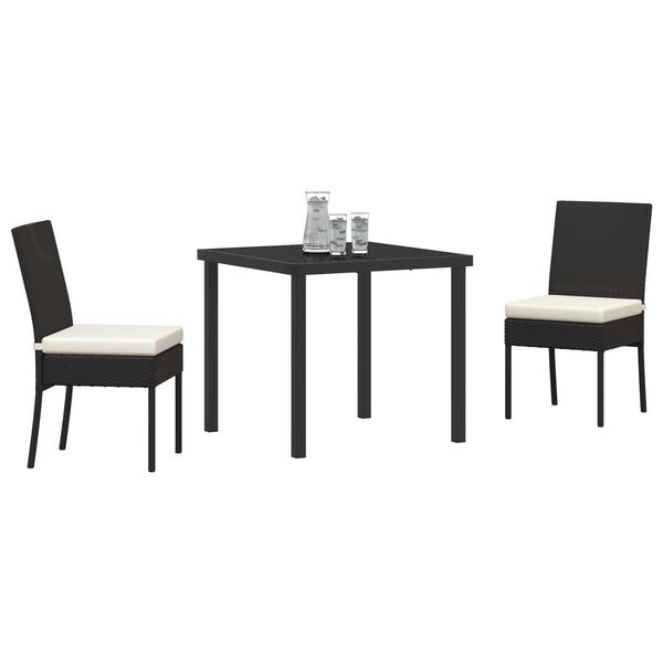 vidaXL Tr&auml;dg&aring;rdsm&ouml;belset 3 pcs Svart Pulverlackerat st&aring;l