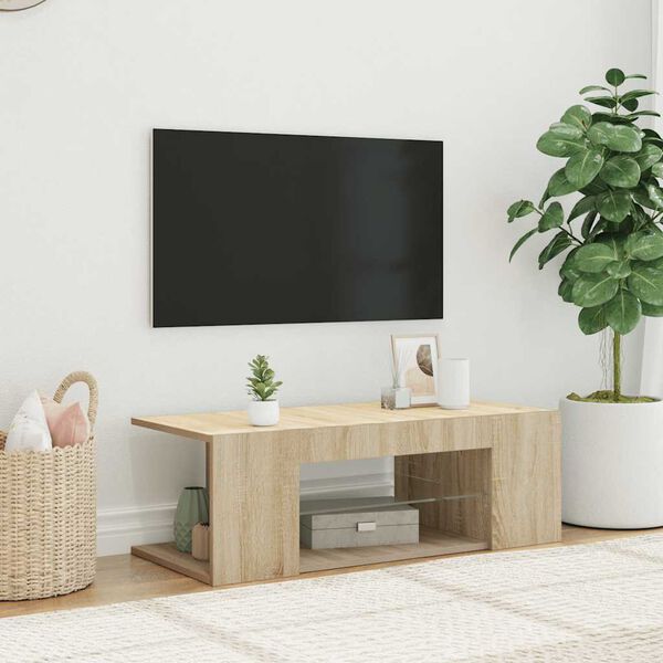 vidaXL TV-bänk med LED-belysning sonoma-ek 90x39x30 cm