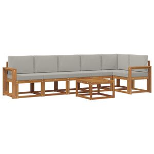 vidaXL Utomhussoffset med kudde 7 pcs Naturlig och Ljus Gr&aring;