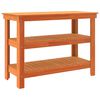 vidaXL Arbetsb&auml;nk med hylla Vaxbrun 110,5 x 50 x 80 cm Massiv furu