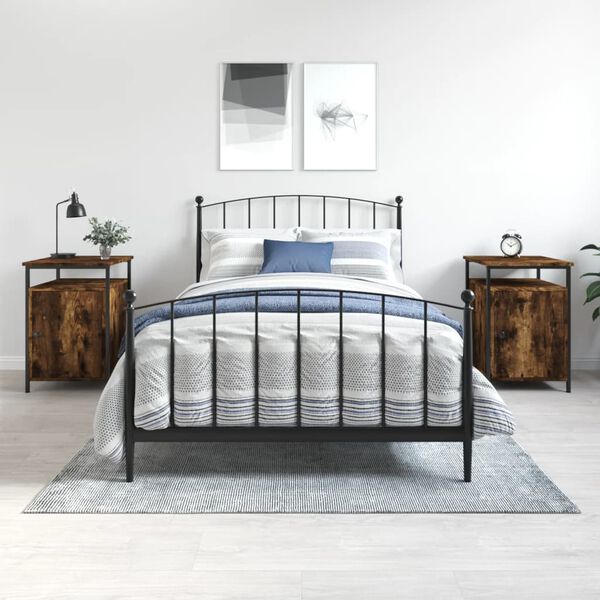 vidaXL S&auml;ngbord 2 st r&ouml;kf&auml;rgad ek 40x42x60 cm konstruerat tr&auml;