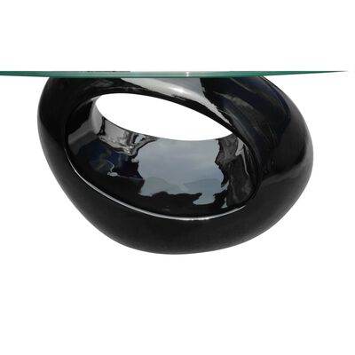 vidaXL Soffbord med oval bordsskiva i glas högglans svart
