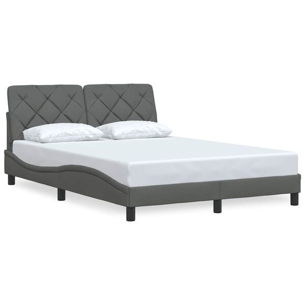 vidaXL Bed Frame without Mattress Dark Grey 140x190 cm Fabric