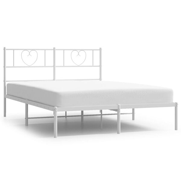 vidaXL S&auml;ngram med huvudgavel metall vit 140x190 cm