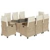 vidaXL Matgrupp f&ouml;r tr&auml;dg&aring;rden med dynor 9 delar beige konstrotting