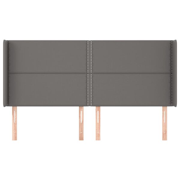 vidaXL Sänggavel med kanter grå 203x16x118/128 cm konstläder